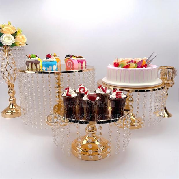 Beaded Iron Top Cake Stand - 3pcs