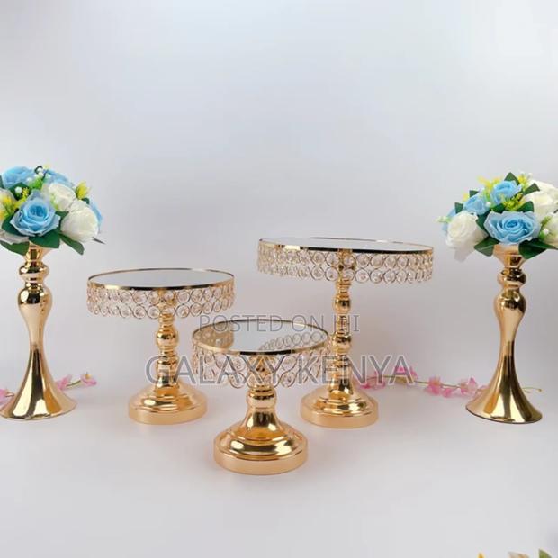 Beaded Iron Top Cake Stand - 3pcs - thumbnail 3