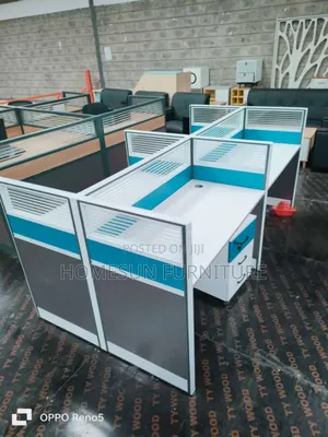 White Blue 4 Way Work Station