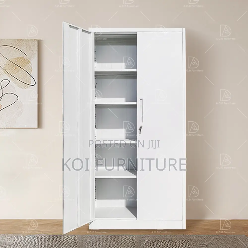 Office Cabinet : White Steel Storage Cabinet – 2 Door