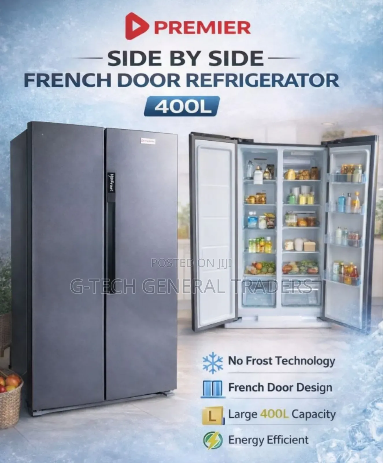 Premier 400l Side-by-side French Door Refrigerator