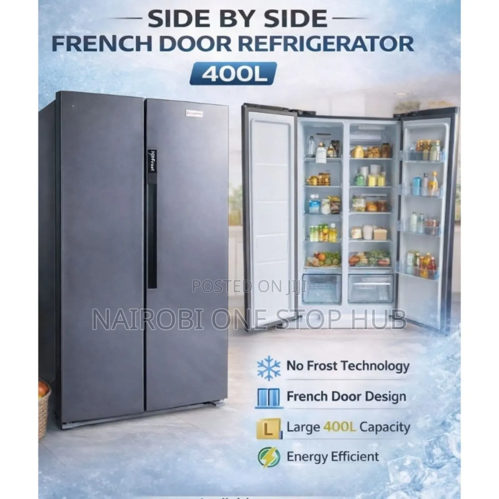 Premier Side by Side 400litres Refrigerator