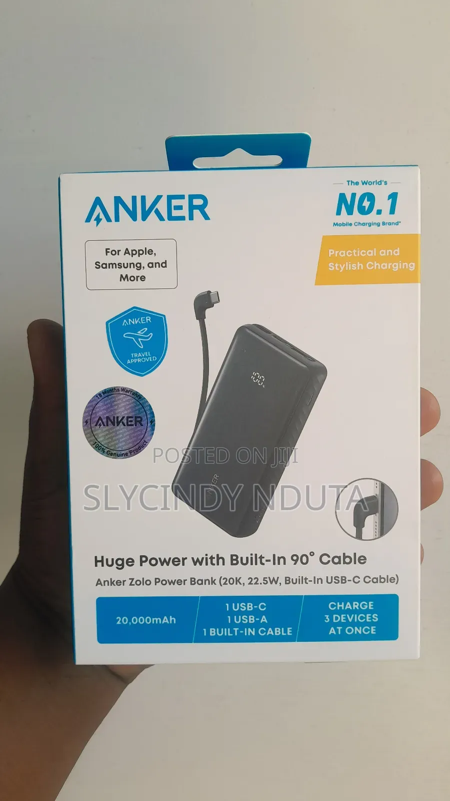 Anker Zolo Power Bank (,22.5w,Built-in Usb-C Cable