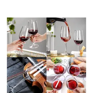 Wine Glass Set of 6, Elegant Lead-Free, Long Stem Sturdy Base