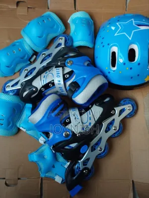 Kids Skating Shoes With Guards Blue
