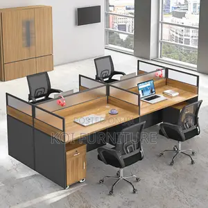 Office Desk : 4-Way Work Station. New Imported Workspace With Glass