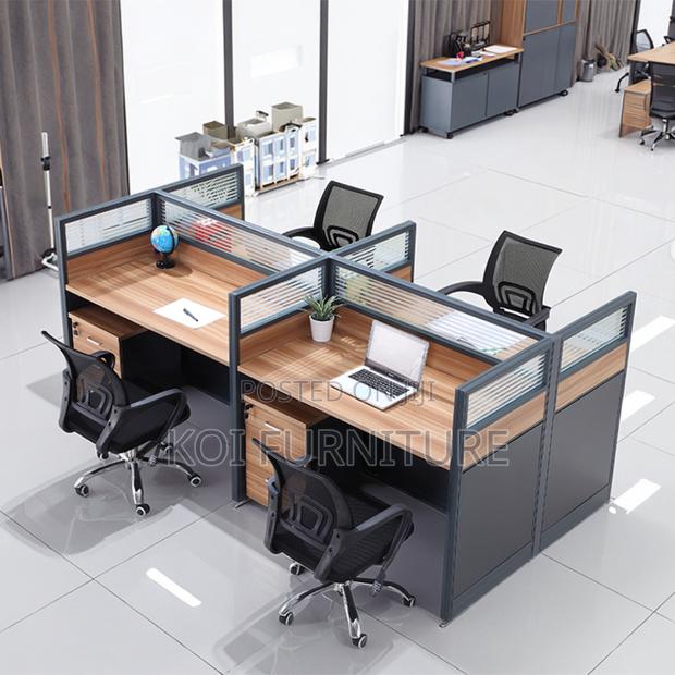 Office Desk : 4-Way Work Station. New Imported Workspace With Glass - thumbnail 3