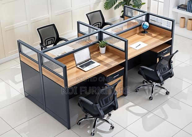 Office Desk : 4-Way Work Station. New Imported Workspace With Glass - thumbnail 4