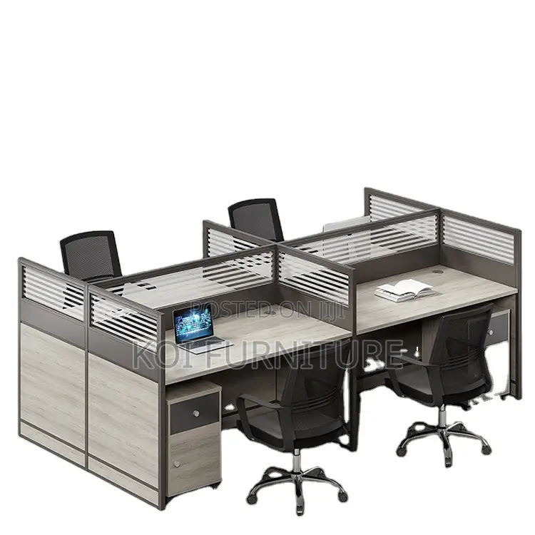 Office Desk : 4-Way Work Station. New Imported Workspace With Glass
