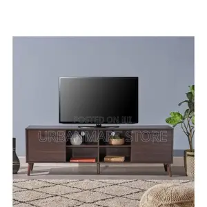 Dark Walnut Tv Stand With Shelves – Modern Living Room Unit