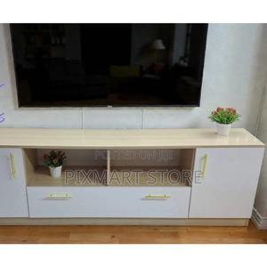 Cairo Modern 6ft Tv Stand White Oak White With Cabinets - thumbnail 2