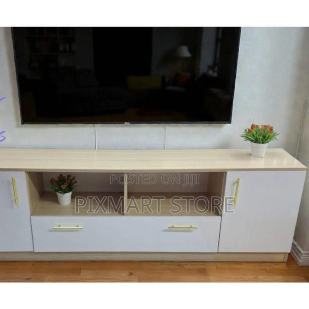 Cairo Modern 6ft Tv Stand White Oak White With Cabinets - main view