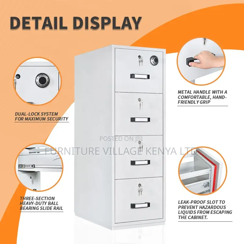 Office Safe; 4-drawer Fireproof Security Office Safe