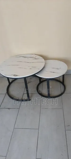 White Nesting Coffee Table Marble Effect (Mdf)