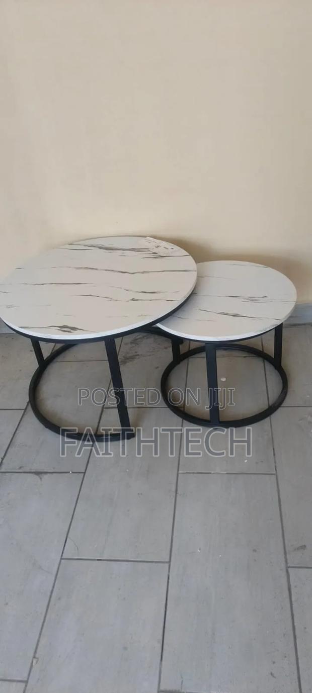 White Nesting Coffee Table Marble Effect (Mdf)