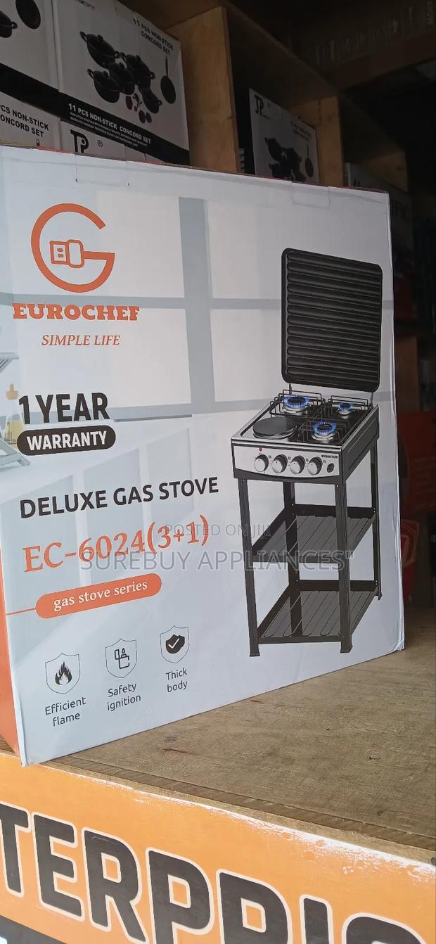 Eurochef 3 Gas + 1 Electric Standing Cooker With Storage Rack