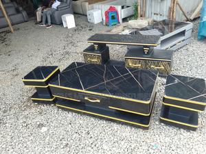 Luxury Living Room Set Table and Tv Stand and 2 Stools - main view