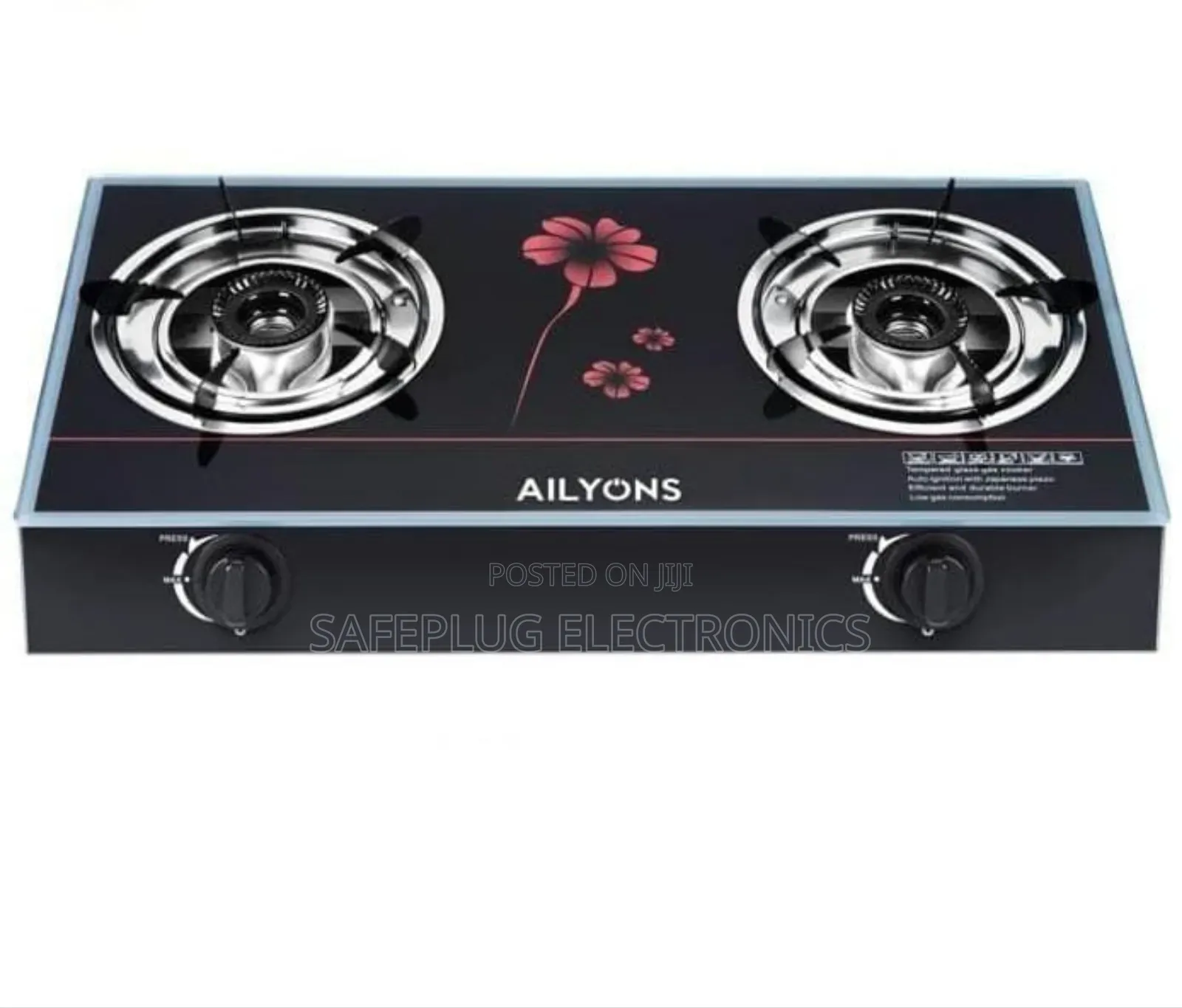Ailyons Glass Top 2 Burner Gas Stove