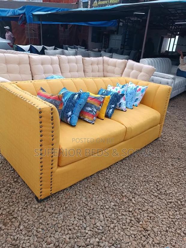 Yellow Fabric Sofa 3 Seater - Pay on Delivery.