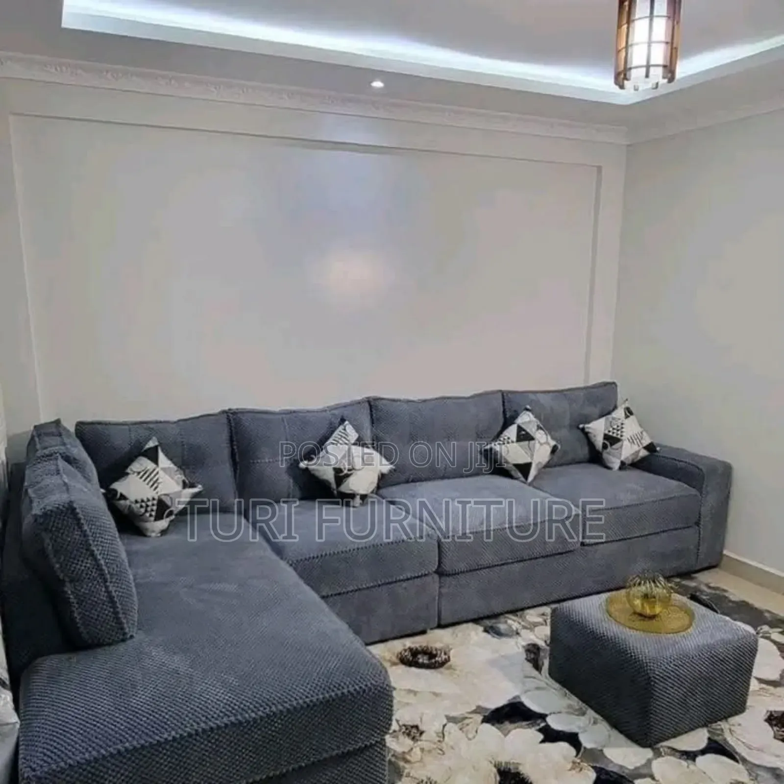 7 Seater Lshape Spring Cushions Sofa