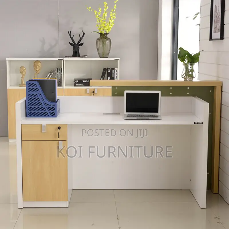 Office Desk : 1.6m Modern Two-Tone Reception Desk