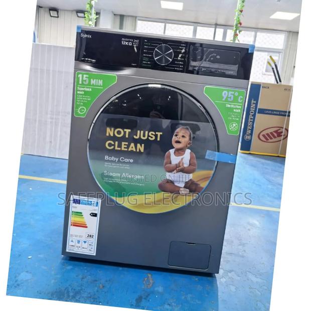 Syinix 12kg Baby Care Steam Front Load Washing Machine