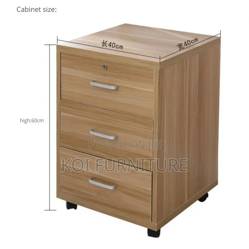 Office Cabinet : 3-Drawer Mobile Wooden Office Pedestal