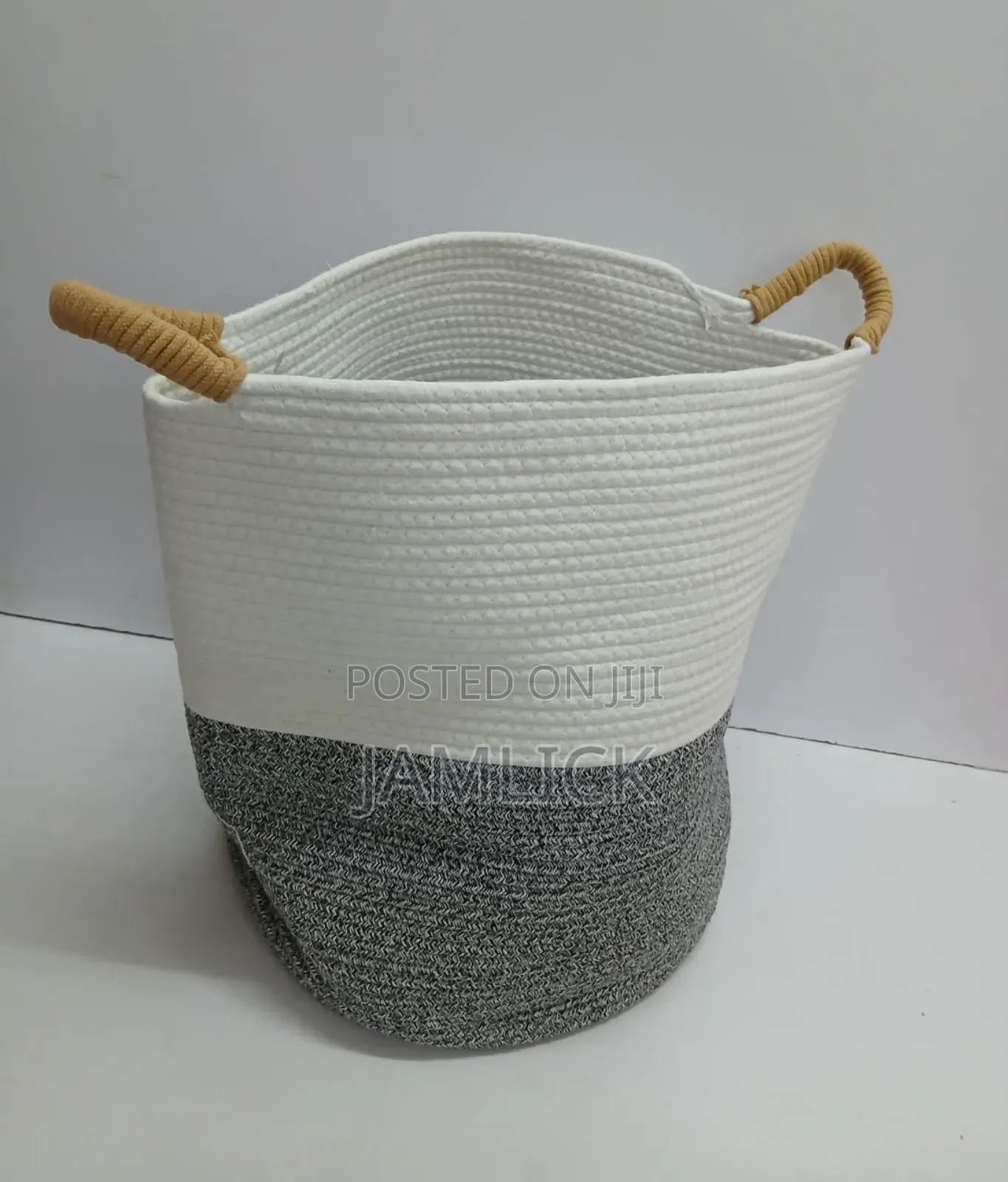 Big Laundry Basket Decorative Woven Cotton Rope Storage Hamper - Gw