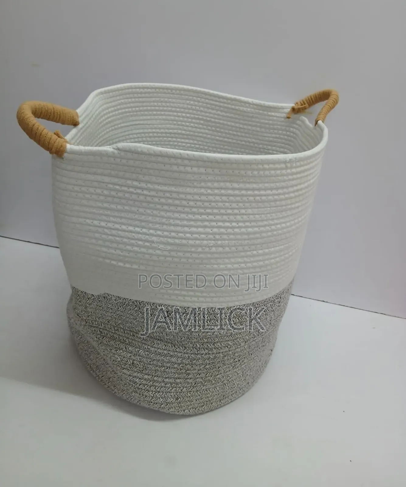 Big Laundry Basket Decorative Woven Cotton Rope Storage Hamper - Gw