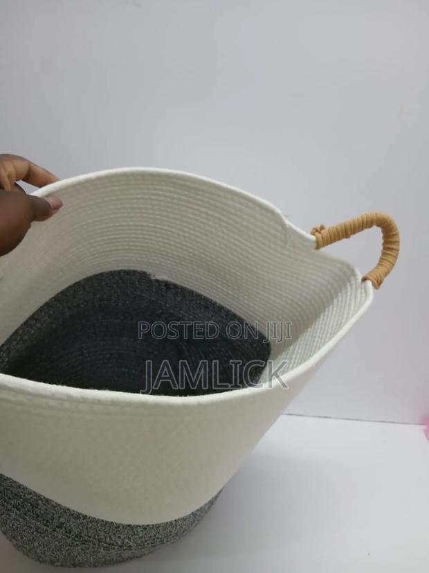 Big Laundry Basket Decorative Woven Cotton Rope Storage Hamper - Gw - thumbnail 4