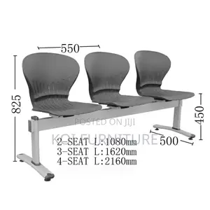 Office Bench : Three-Seater Metal and Plastic Waiting Room