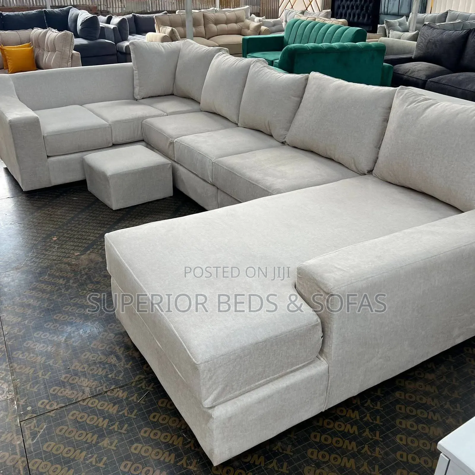 Cream U Shape Sofa 7 Seater- Free Delivery.