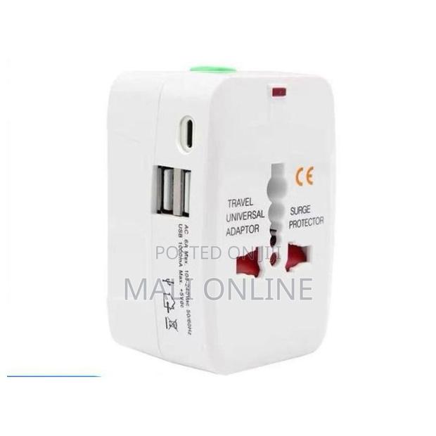Universal Travel Adapter Worldwide Plug Charger 2 Usb 1 Type-C