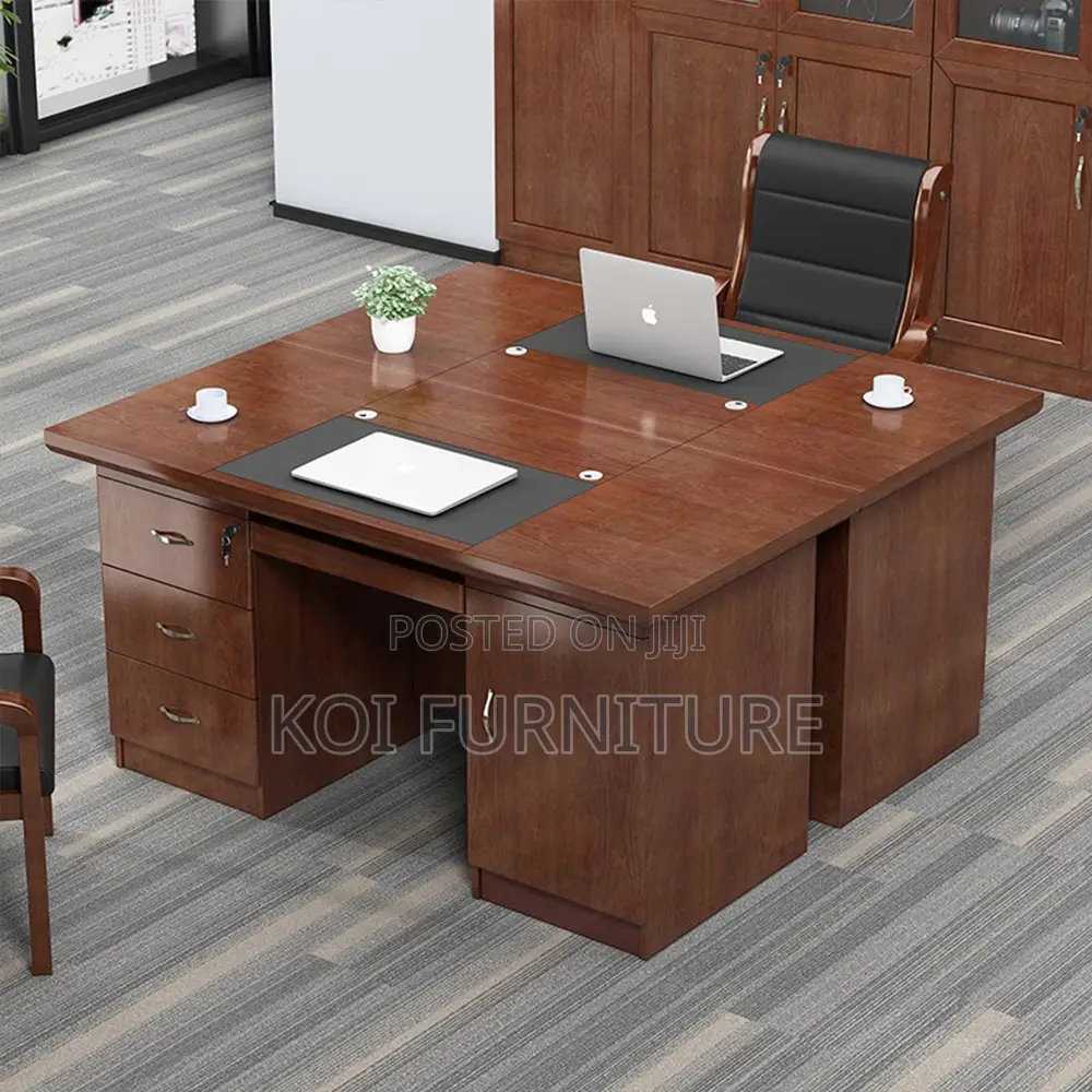 Office Desk : .1.4-Meter Executive Office Desk With a Mahogany Finish