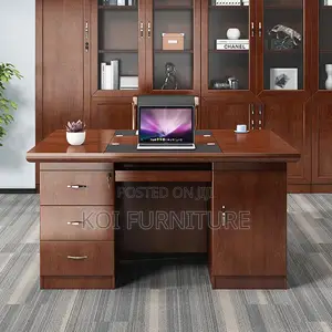 Office Desk : .1.4-Meter Executive Office Desk With a Mahogany Finish