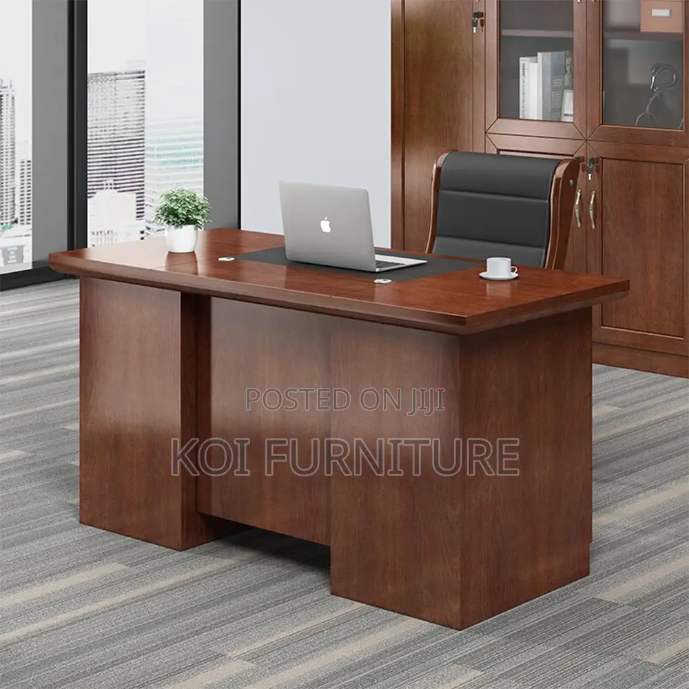 Office Desk : .1.4-Meter Executive Office Desk With a Mahogany Finish