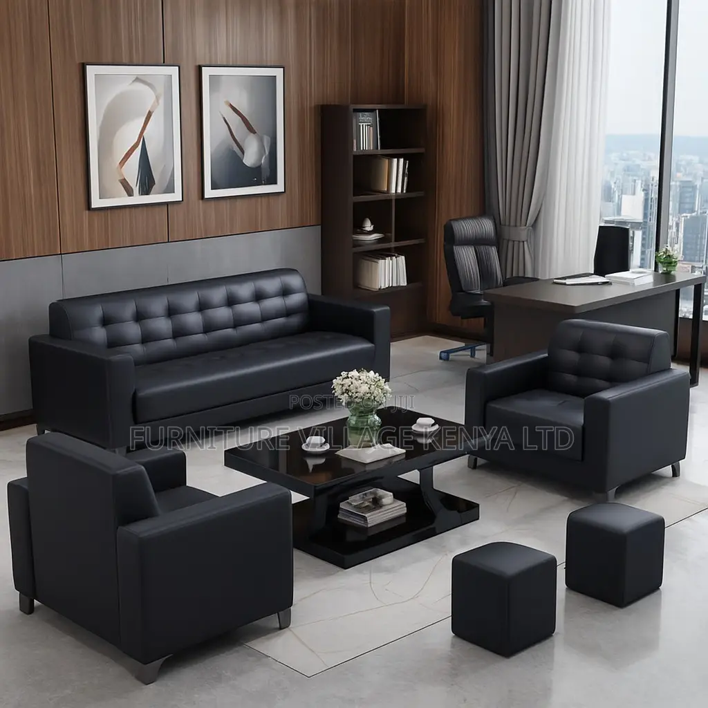 Office Sofa; 5-seater Office Leather Sofa Set