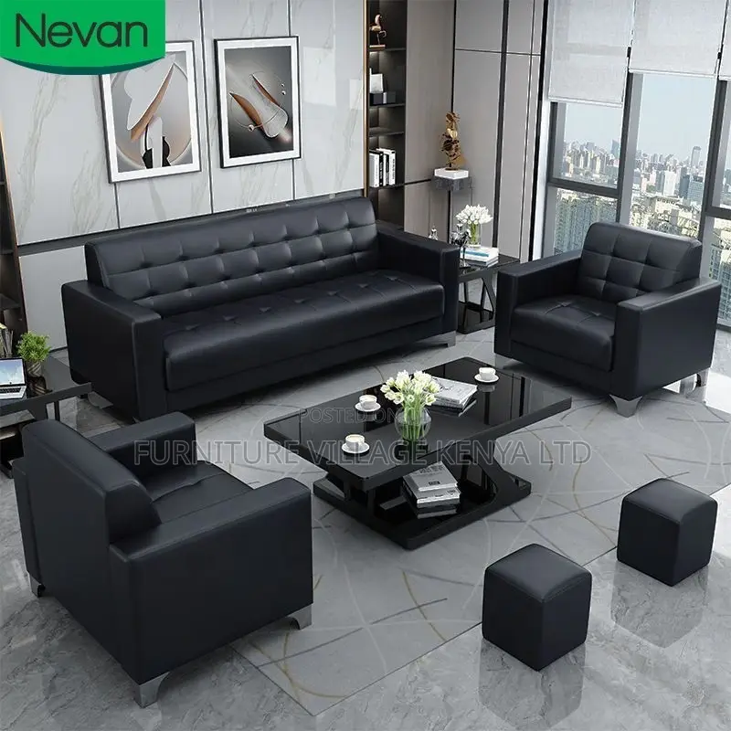 Office Sofa; 5-seater Office Leather Sofa Set