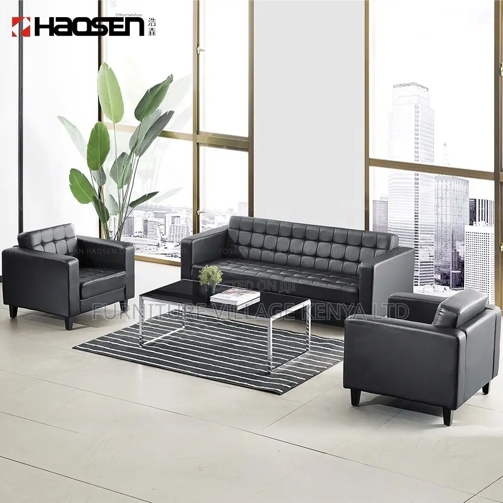 Office Sofa; 5-seater Office Leather Sofa Set
