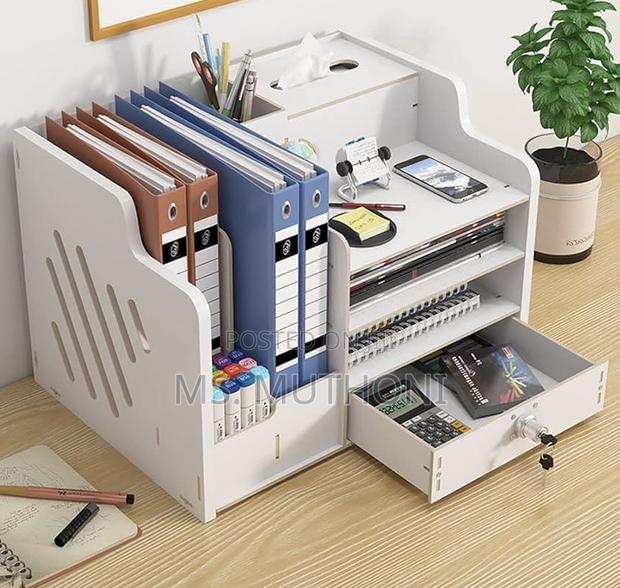 Diy White Wooden Desktop Organizer - main view