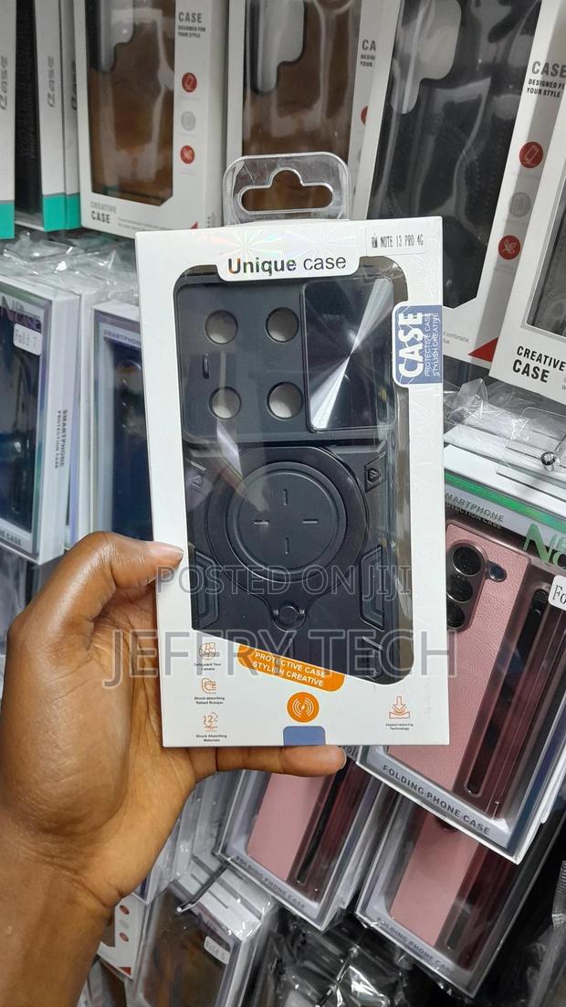 Cotni Magnetic Ring Hard Camshield Case for Redmi Note 13 Pro 4g -Blac - main view