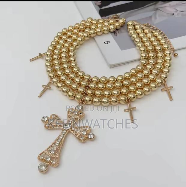 Double White Cross Pendant Necklace - thumbnail 7