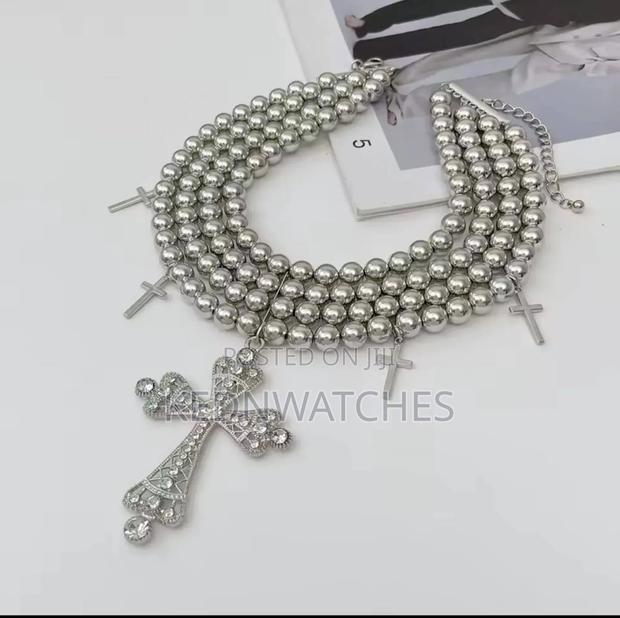 Double White Cross Pendant Necklace - thumbnail 9