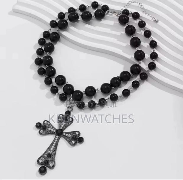 Double White Cross Pendant Necklace - thumbnail 10