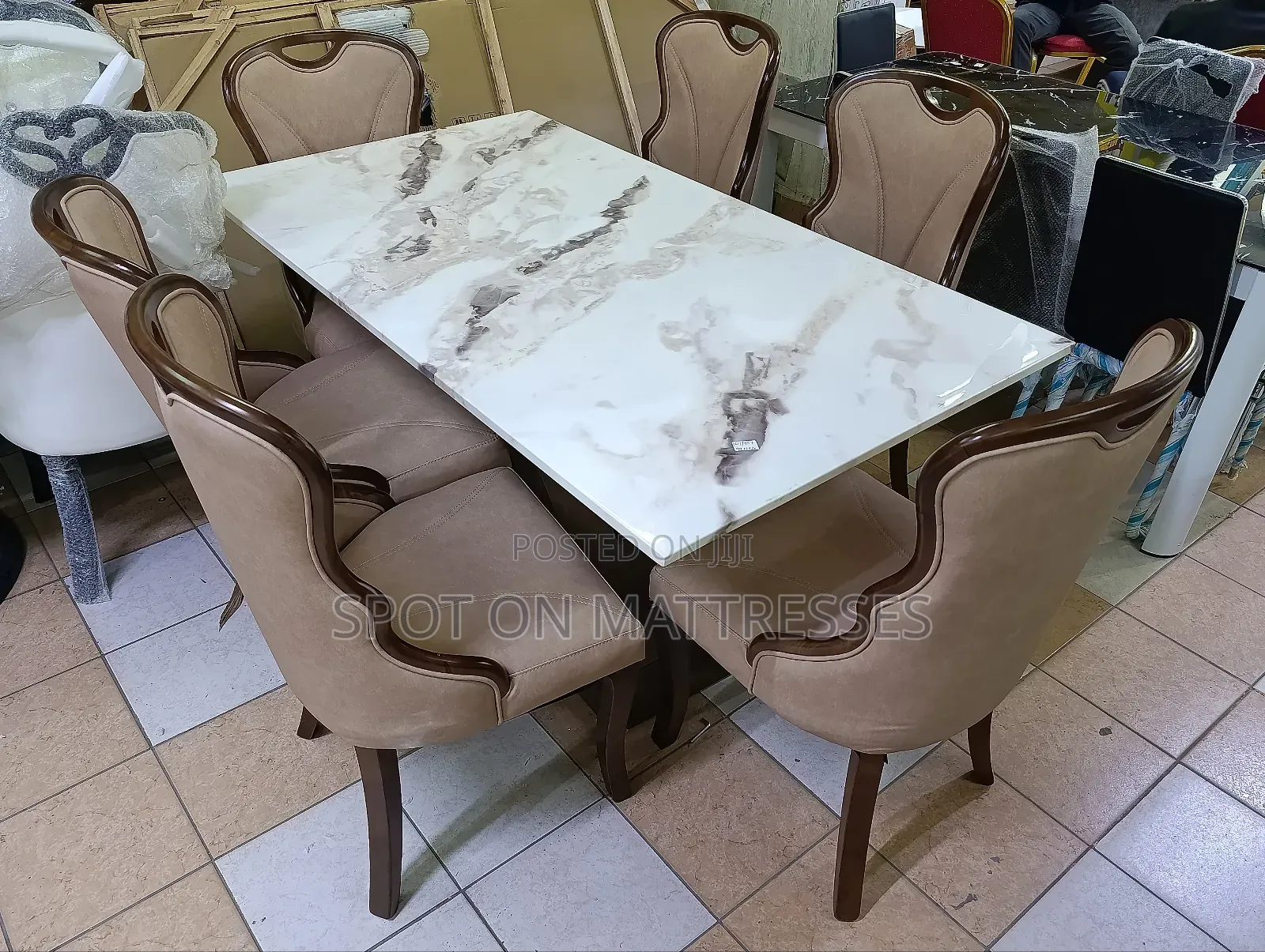Classic 6-seater Dining Set With Marble Top Table + Free Delivery!!!
