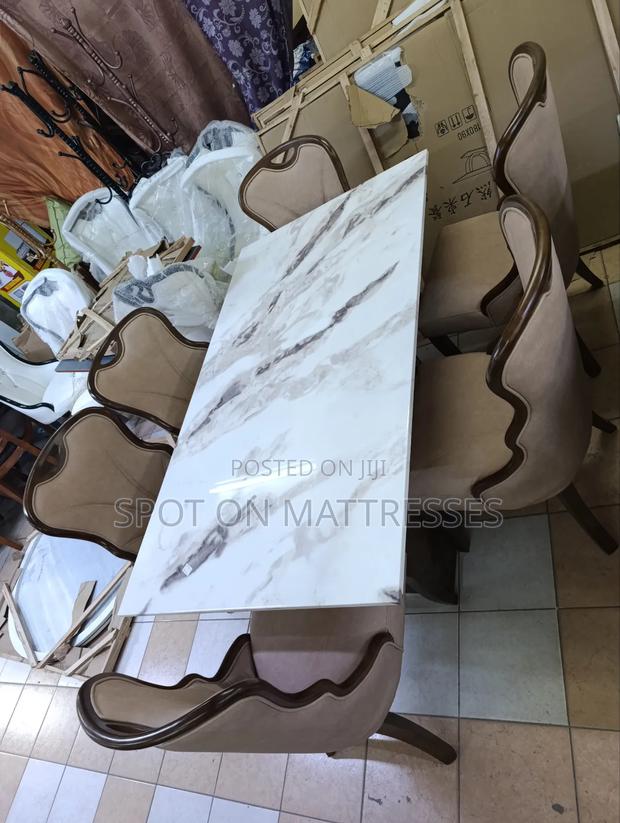 Classic 6-seater Dining Set With Marble Top Table + Free Delivery!!! - thumbnail 3