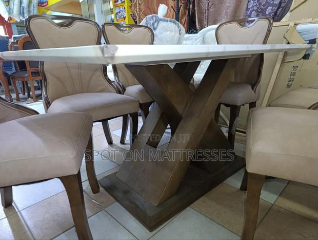 Classic 6-seater Dining Set With Marble Top Table + Free Delivery!!! - thumbnail 2