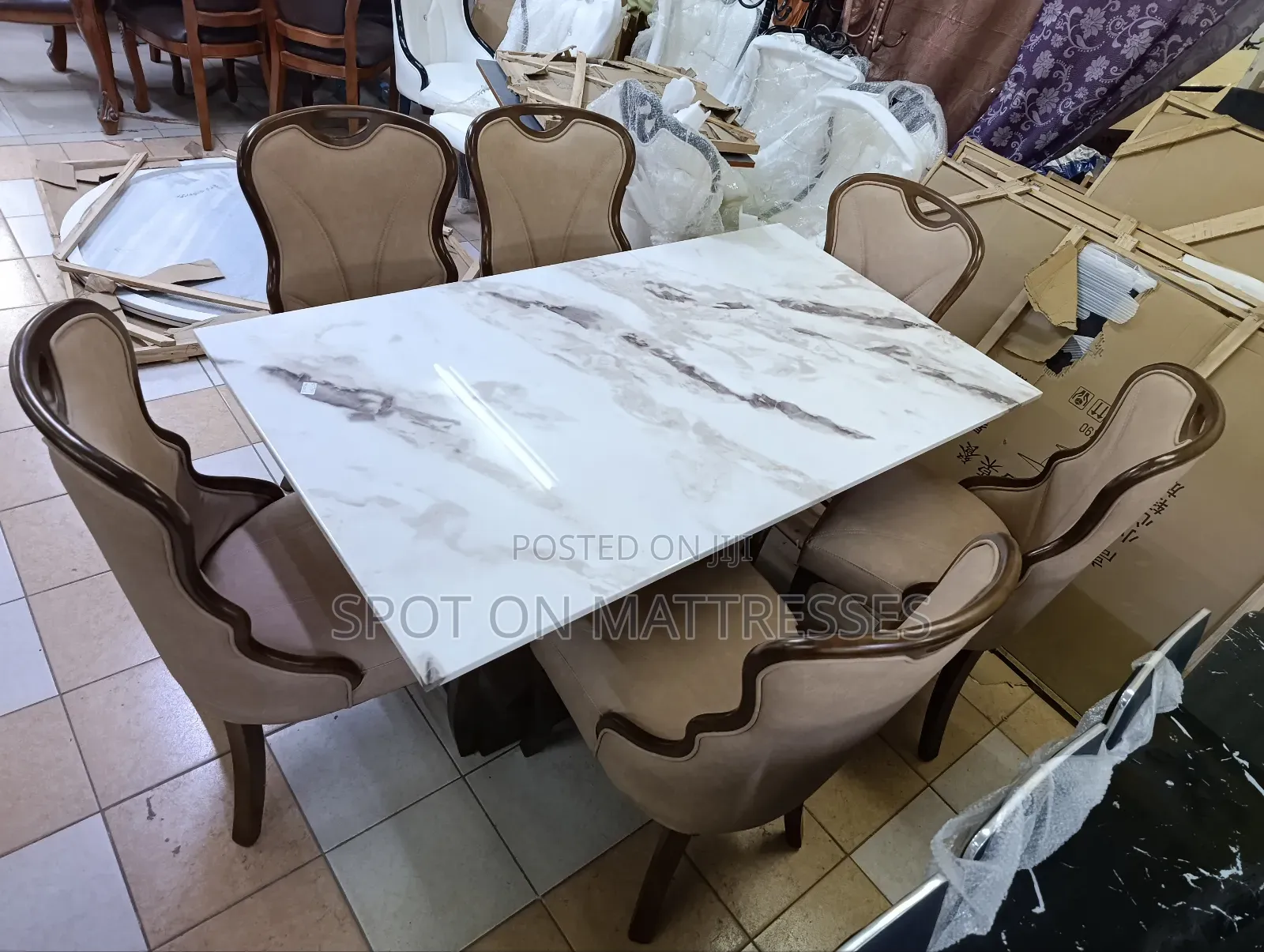 Classic 6-seater Dining Set With Marble Top Table + Free Delivery!!!