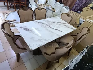 Classic 6-seater Dining Set With Marble Top Table + Free Delivery!!!