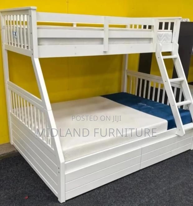 White Bunk Bed / Wooden Double Decker Beds - main view